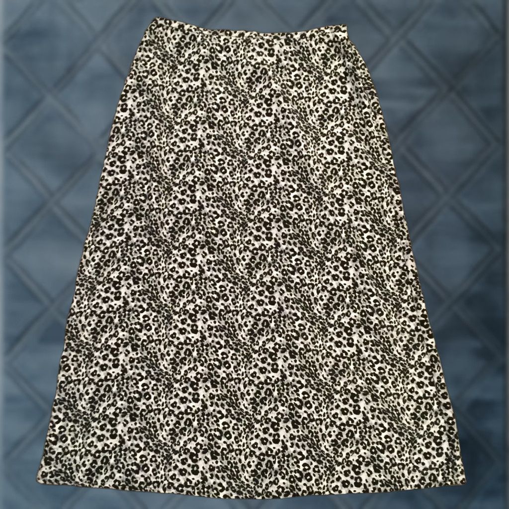 Vintage Leslie Fay Skirt Maxi Long Gray Animal Print 14 Women's Elastic Waist Unlined Polyester Modern Size 36" / US 14 / IT 50 - 1 Thumbnail