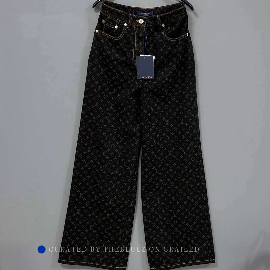 Louis Vuitton Wide Leg Jeans with Monogram Print Size US 34 / EU 50 - 1 Thumbnail