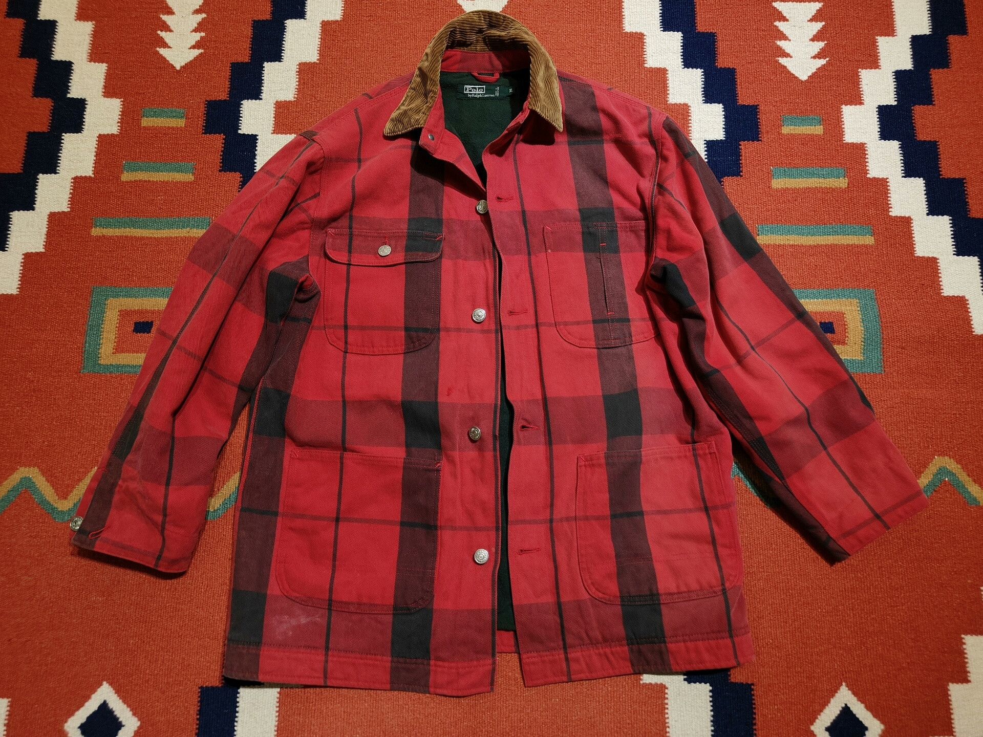 Vintage Vintage Ralph Lauren Red Checked Jacket Size XL / US 12-14 / IT 48-50 - 1 Thumbnail