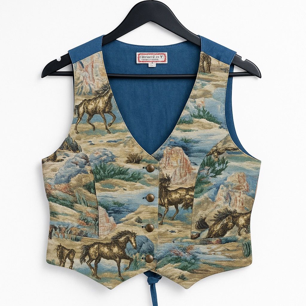 Guess Vintage 90s Guess Jeans Horse Tapestry Western Vest USA Made Size M / US 6-8 / IT 42-44 - 1 Thumbnail