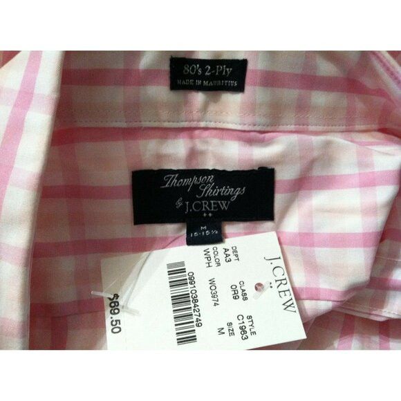 J.Crew J.CREW MENS NEW PINK 100%COTTON PLAID DRESS SHIRT M(15-15.5) Size US M / EU 48-50 / 2 - 3 Thumbnail