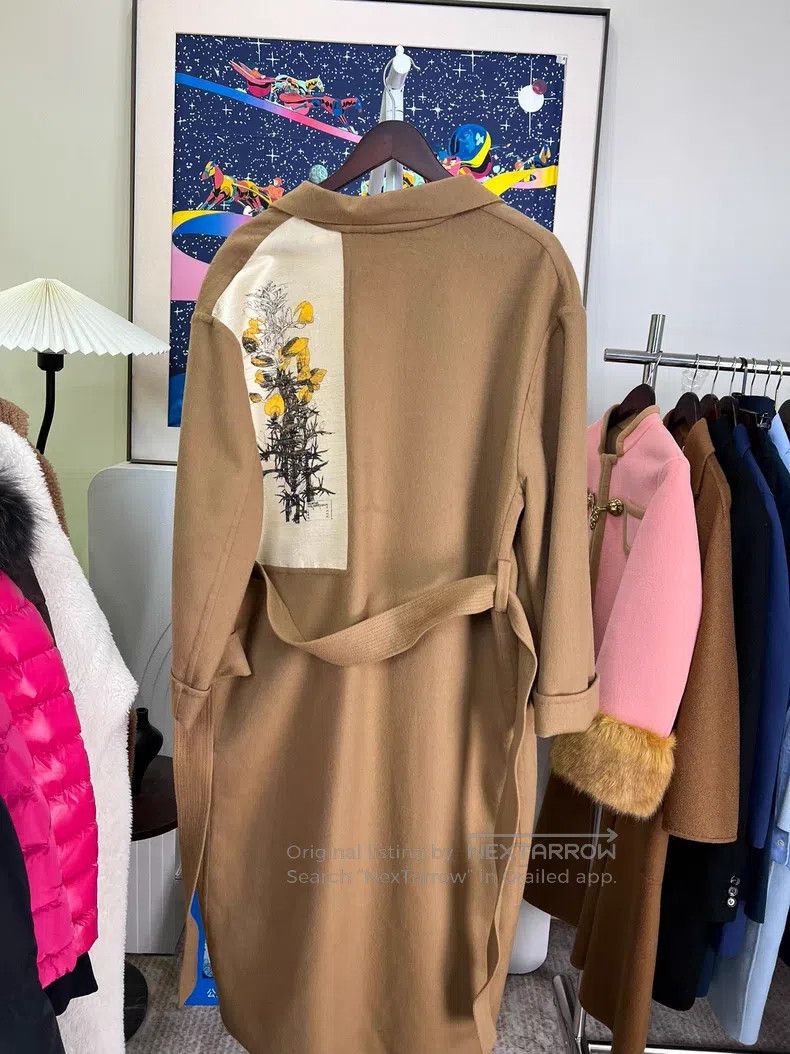Loewe Loewe Long Woolen Coat with Loose Fit and Floral Patchwork Size S / US 4 / IT 40 - 2 Thumbnail
