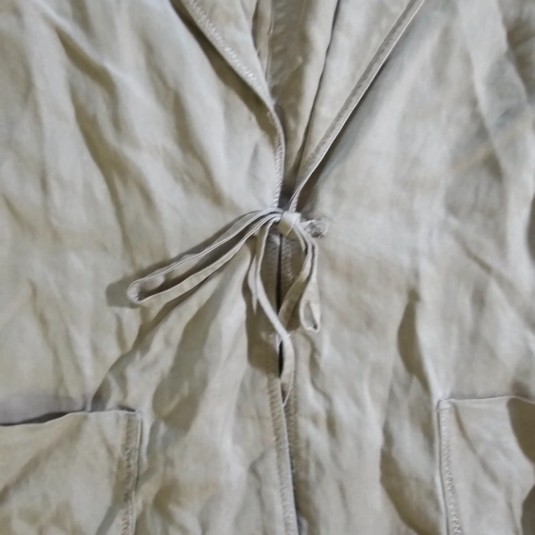 J. Jill J. Jill Blazer Shirt Women Large Beige Khaki Linen Tie Long Sleeve Casual Career Size L / US 10 / IT 46 - 4 Thumbnail