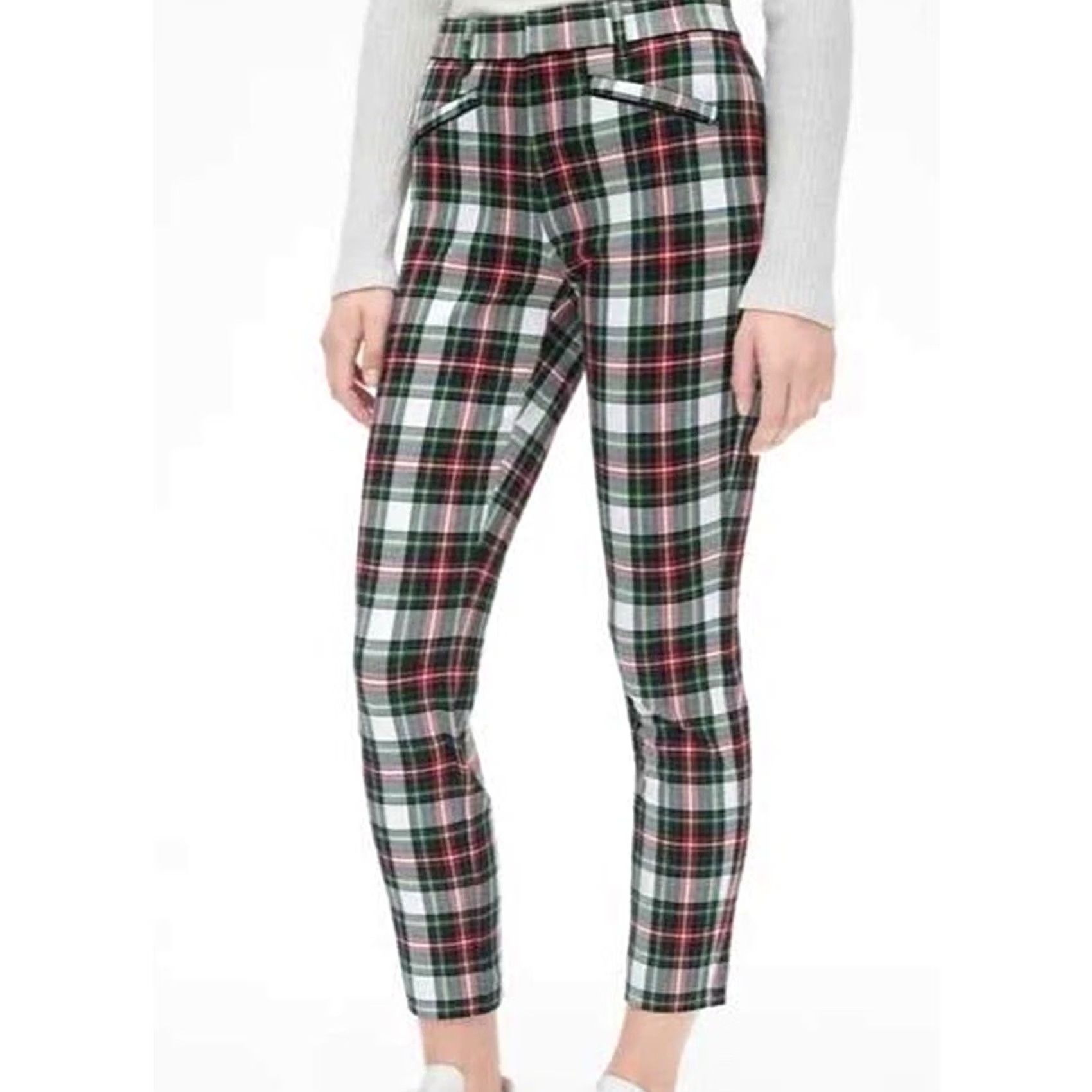 Gap GAP Tartan Plaid Pants Size 0 White Red Green - Preowned Skinny Ankle Size 26" / US 2 / IT 38 - 2 Thumbnail