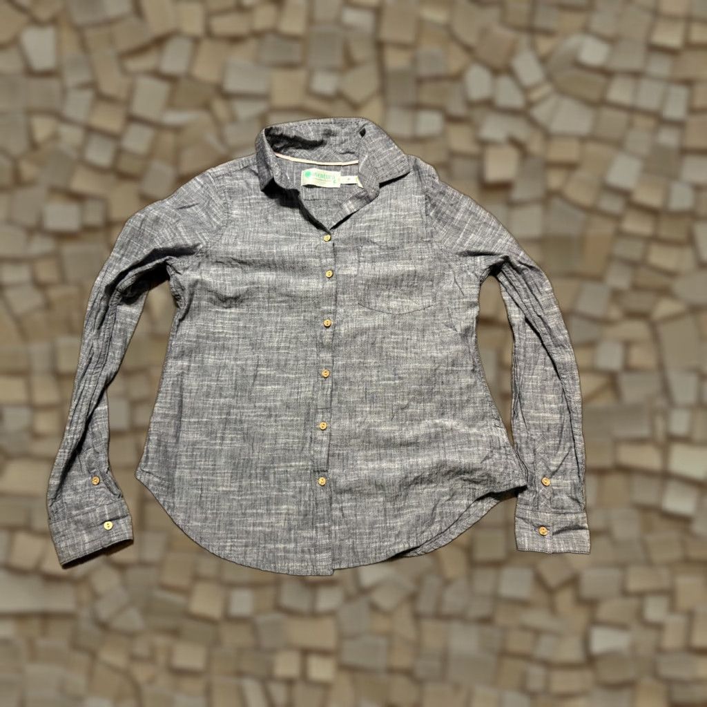 Vintage Aventura Shirt Women's Medium Gray Long Sleeve Pocket Button Up Shirt Size M / US 6-8 / IT 42-44 - 1 Thumbnail