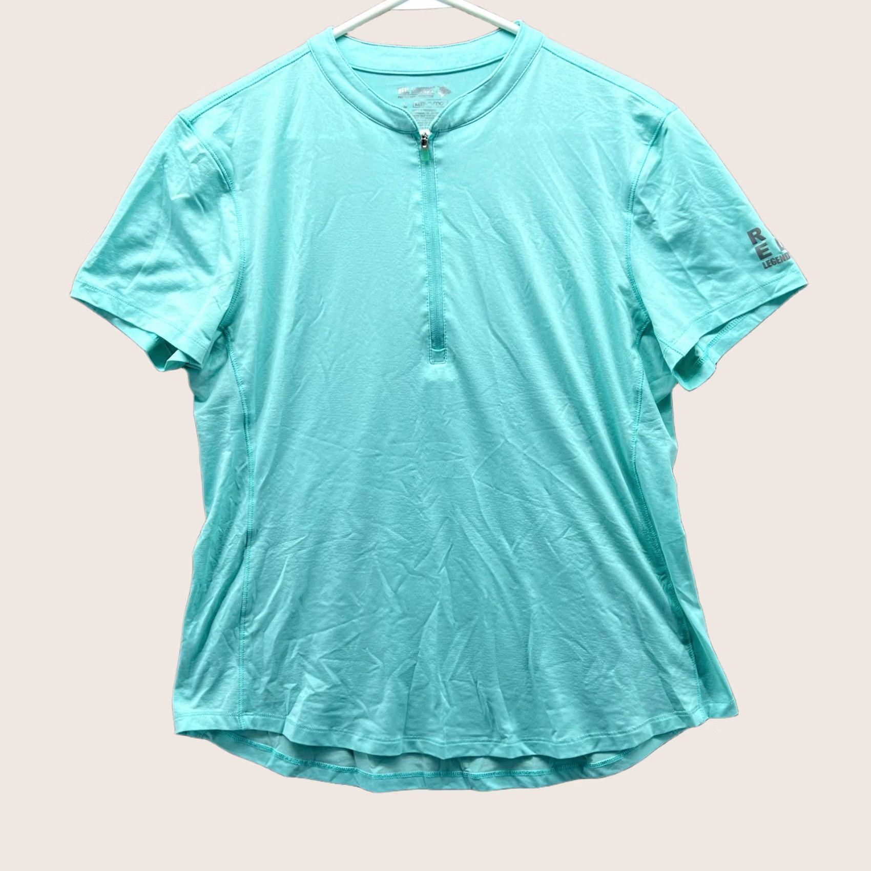 Vintage Reel Legends Shirt Women L Teal 1/4 Zip Short Sleeve Performance Activewear Fishing Decade? Size L / US 10 / IT 46 - 1 Thumbnail