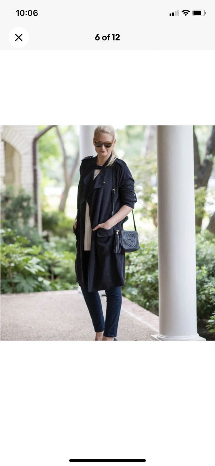 Designer PATRIZIA LUCA | NWT Modern Trench Coat Swing Jacket - Black Size M / US 6-8 / IT 42-44 - 7 Thumbnail
