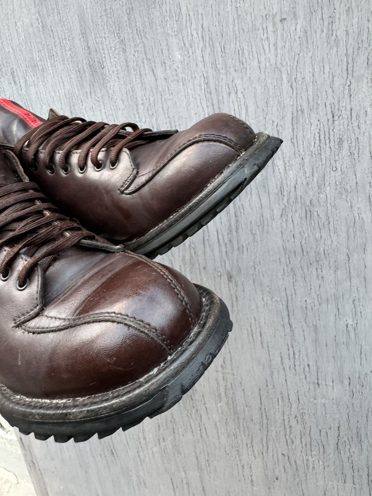 Prada × Vintage Prada Vintage Leather Brown Red Tab Boots size 39 Size US 8.5 / IT 38.5 - 17 Thumbnail