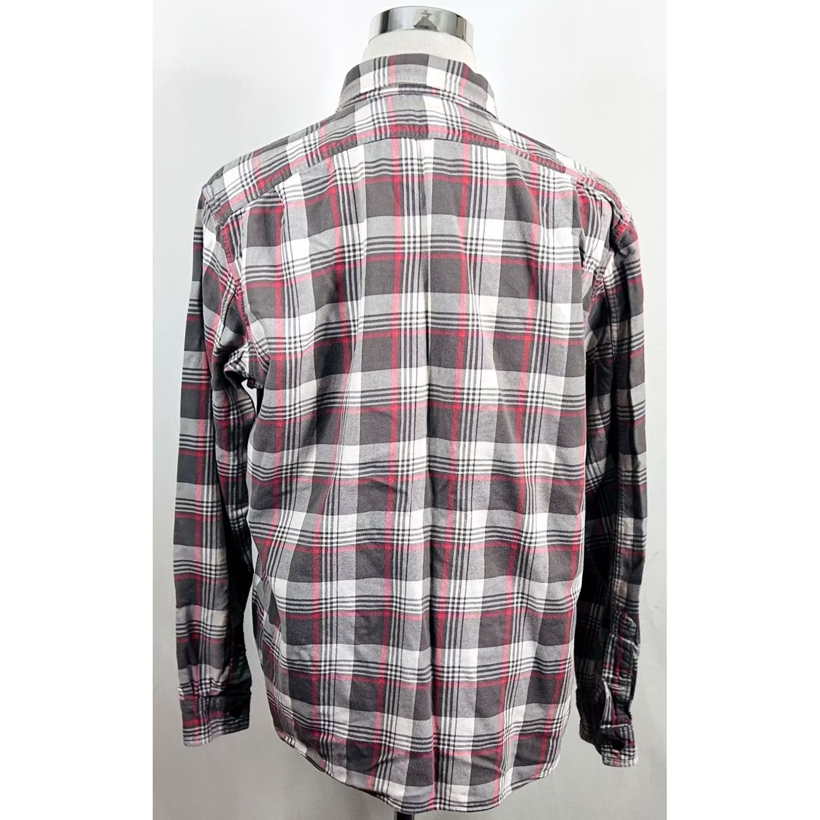 J.Crew J.CREW XL Tailored Fit Flannel Shirt Gray Red Plaid 100% Cotton Button Front (Mens) Size US XL / EU 56 / 4 - 5 Thumbnail