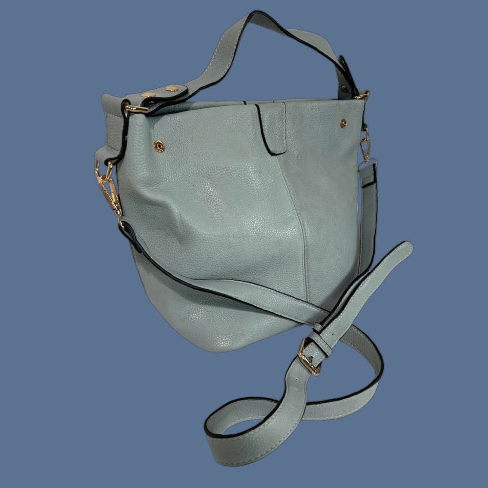 Vintage Joy Susan Pebbled Blue Vegan Leather Classic Hobo Handbag Removable Strap Size ONE SIZE - 1 Thumbnail