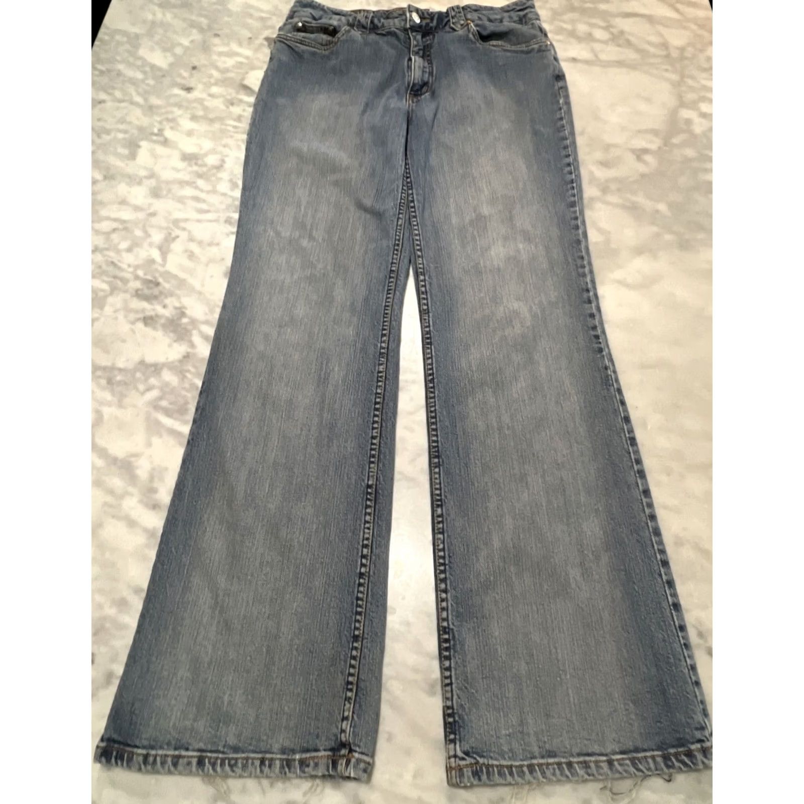 Bell VINTAGE 90’s Lawman Western Jeans Women 13 Bell Bottom Embellished Faded Stretch Jeans Western Girls Womens Size 34" / US 12 / IT 48 - 3 Thumbnail