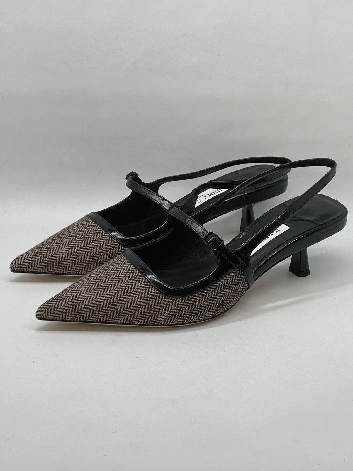 Jimmy Choo Jimmy Choo Didi 45MM Herringbone Slingback Pumps size 39 Size US 9 / IT 39 - 3 Thumbnail