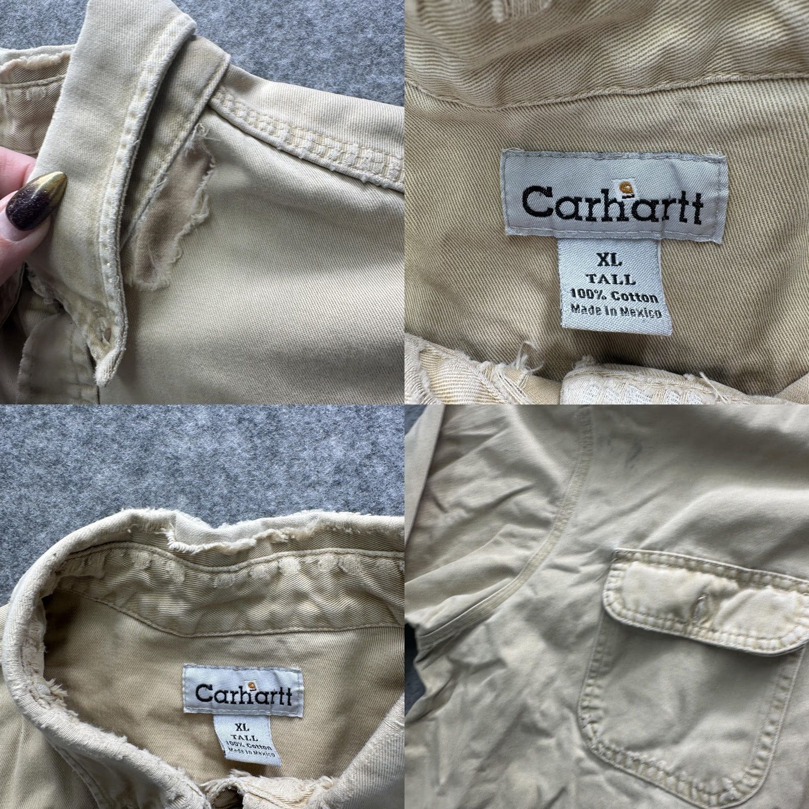Carhartt VINTAGE Carhartt Shirt Mens XLT Beige Cotton Twill Workwear Button Up Distressed Size US XL / EU 56 / 4 - 9 Thumbnail