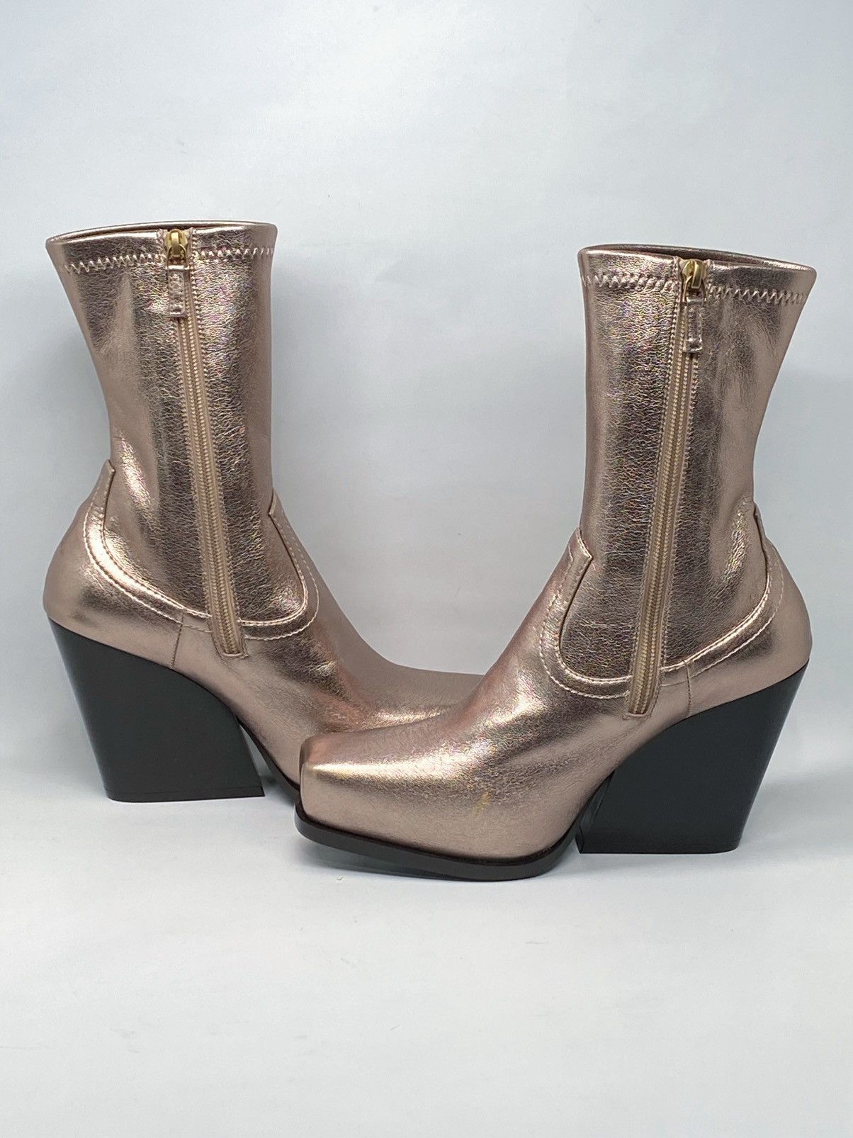Stella McCartney Stella McCartney Gold Faux Leather Zip Boots size 36.5 Size US 6.5 / IT 36.5 - 7 Thumbnail