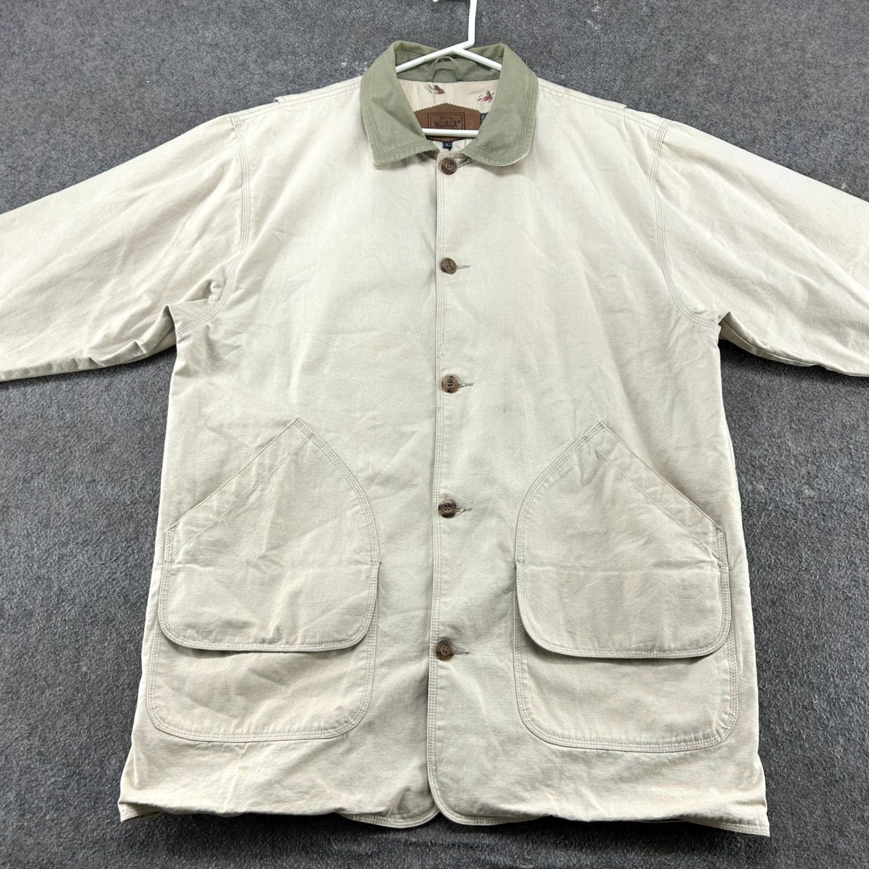Vintage VINTAGE Woolrich Coat Jacket Mens L Beige Canvas Lined Wool 90s Coat Mens L Beige Woolrich Woolen Mills 90s Size US L / EU 52-54 / 3 - 3 Thumbnail