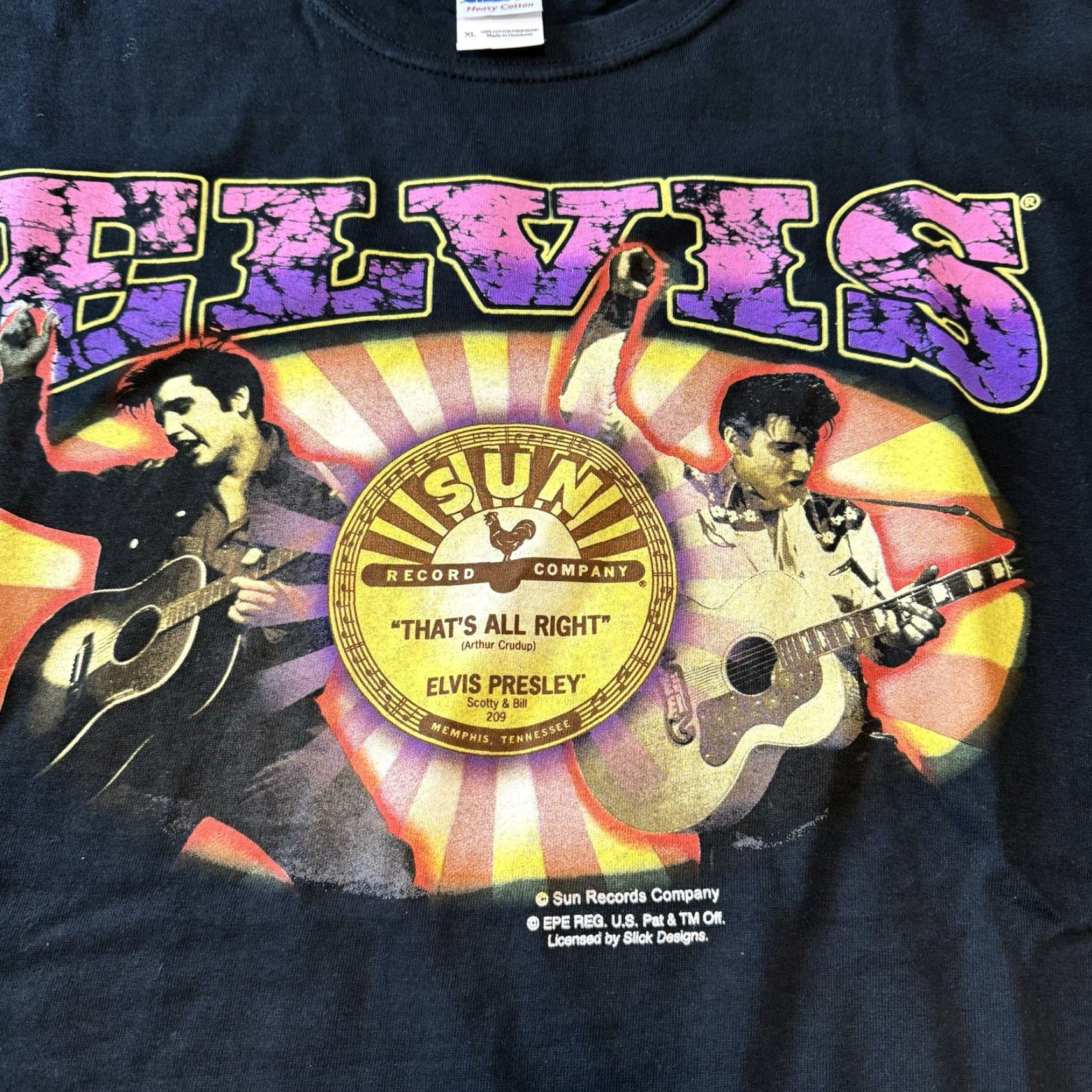 Gildan VINTAGE Elvis Presley Sun Records Company T Shirt XL Black 90s Gildan Short Sleeve Crew Neck Men Mens Size US XL / EU 56 / 4 - 2 Thumbnail