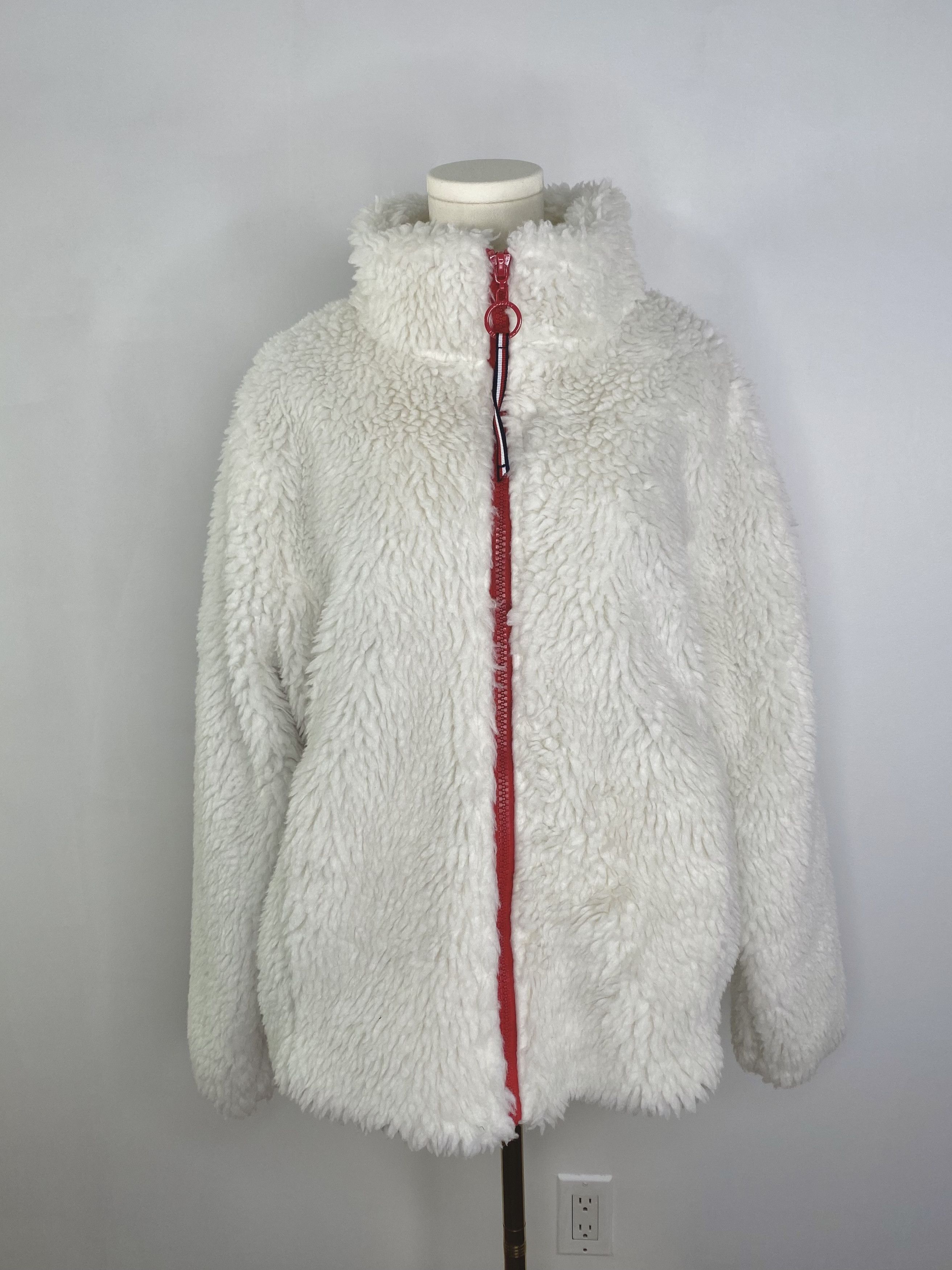 Tommy Hilfiger Tommy Hilfiger - White Faux Shearling Winter Zip-Up Jacket Size L / US 10 / IT 46 - 8 Thumbnail