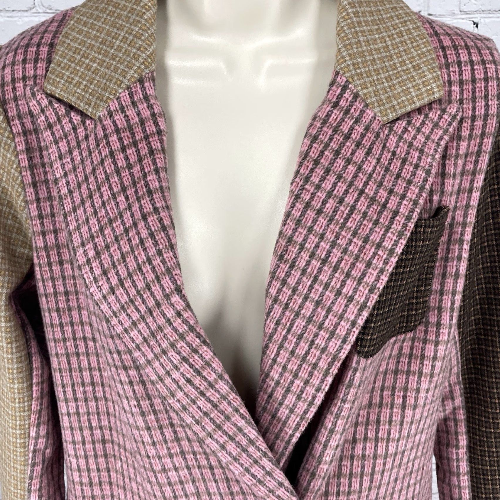 Vintage Mystree Pink & Brown Double Breasted Peak Vented Blazer Size S Womens Size S / US 4 / IT 40 - 5 Thumbnail