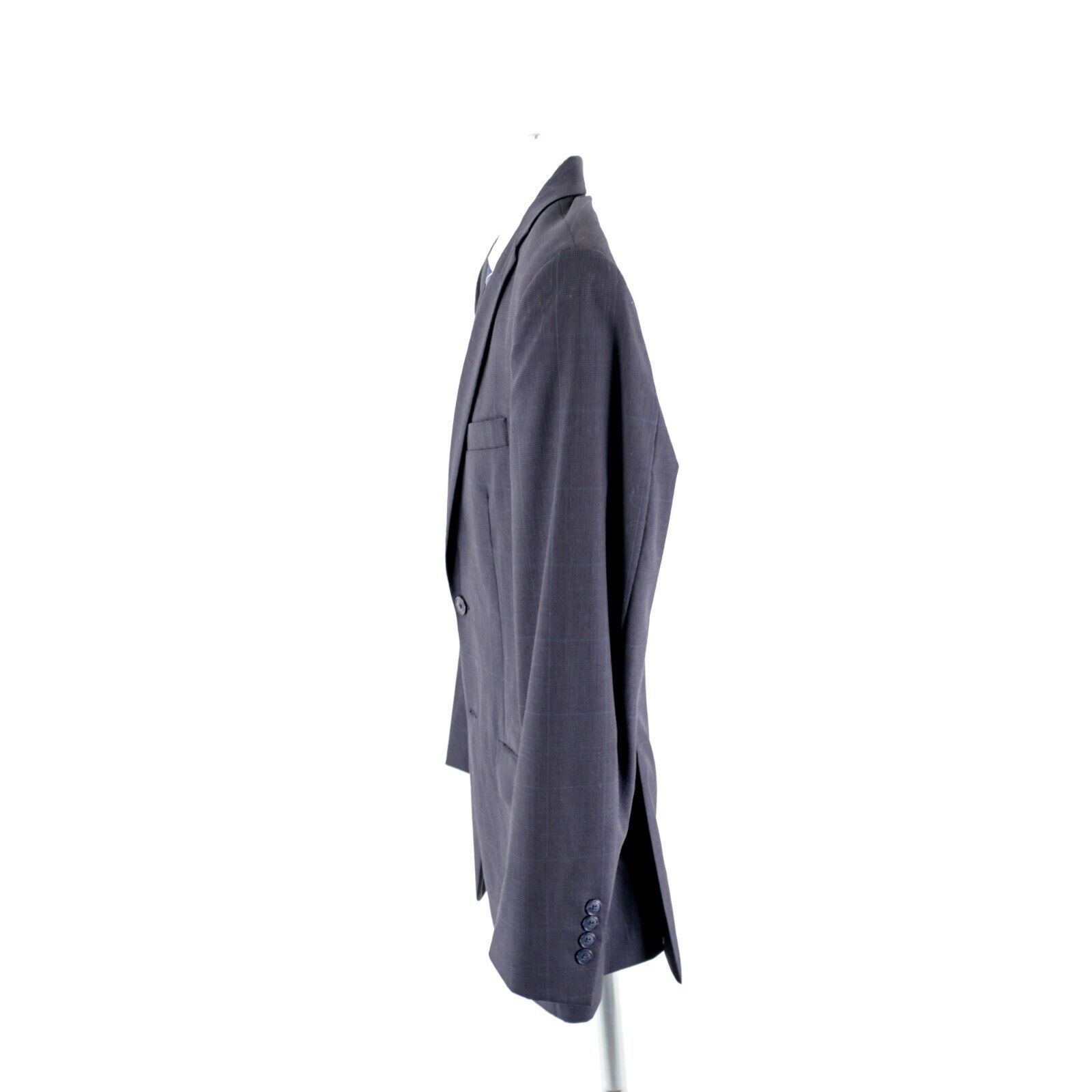 Jos. A. Bank Joseph Jos A Bank Wool Blue Gray Plaid Windowpane 2 Button S Size 38R - 6 Thumbnail
