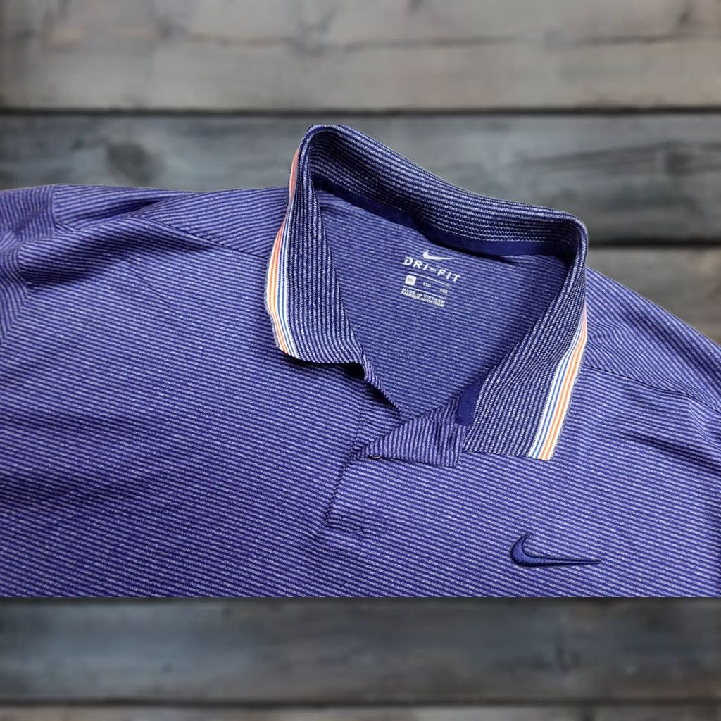 Nike Nike Dri-FIT Polo Mens 2XL Blue Stripe Performance Lightweight Stretch Golf Shirt Size US XXL / EU 58 / 5 - 1 Thumbnail