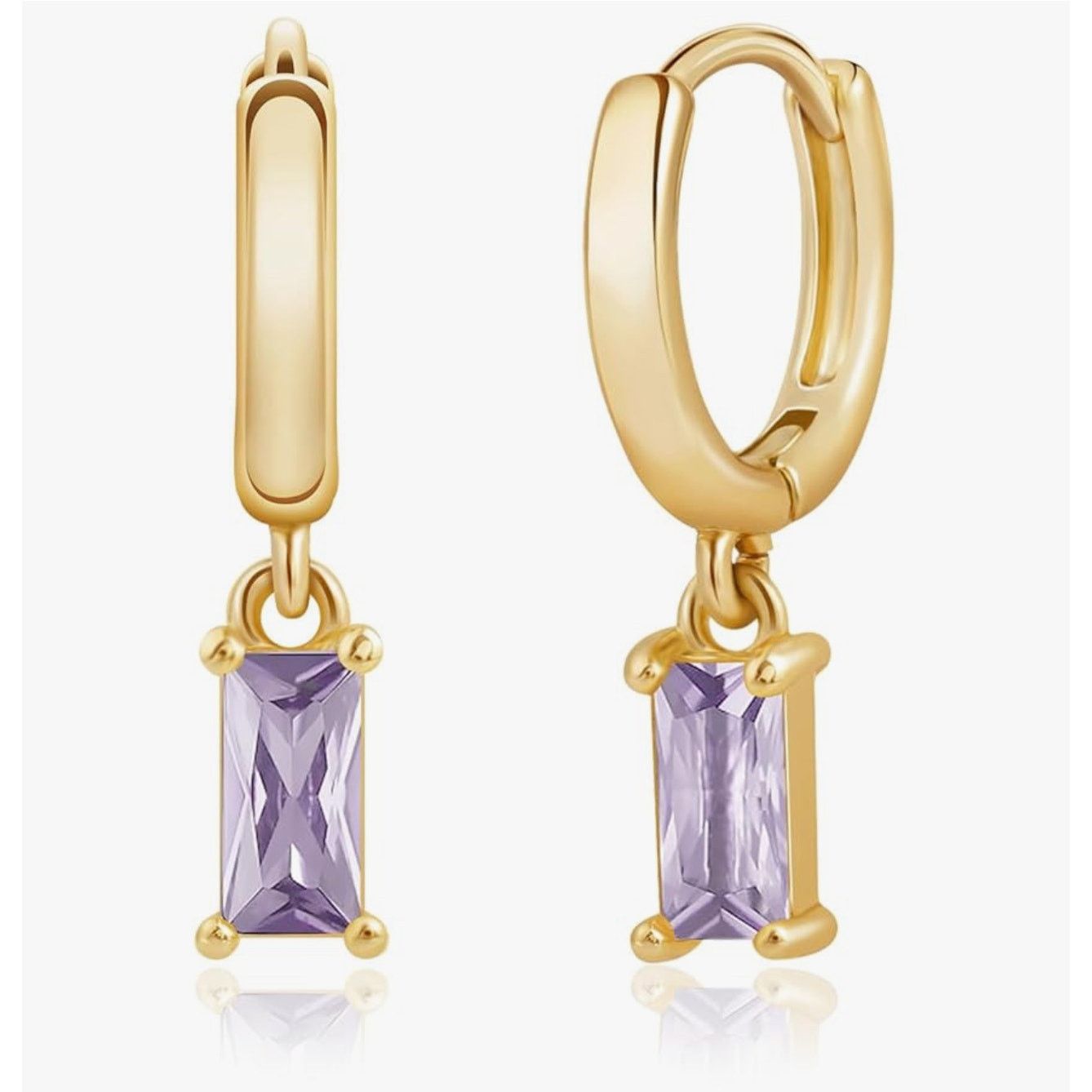 Unknown London CARITATE 18K Gold Plated Hypoallergenic Earrings Purple Crys Size ONE SIZE - 1 Thumbnail