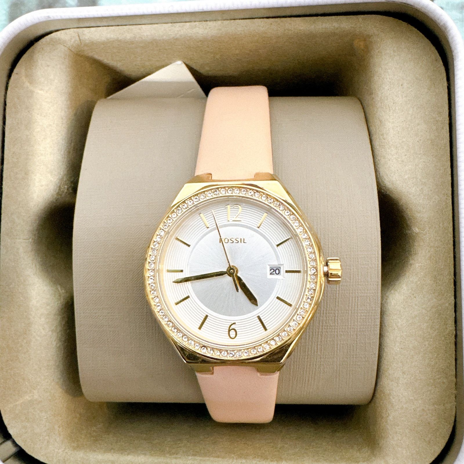 Fossil Fossil BQ3804 Eevie Three-Hand Date Pink Leather Watch Size ONE SIZE - 2 Thumbnail
