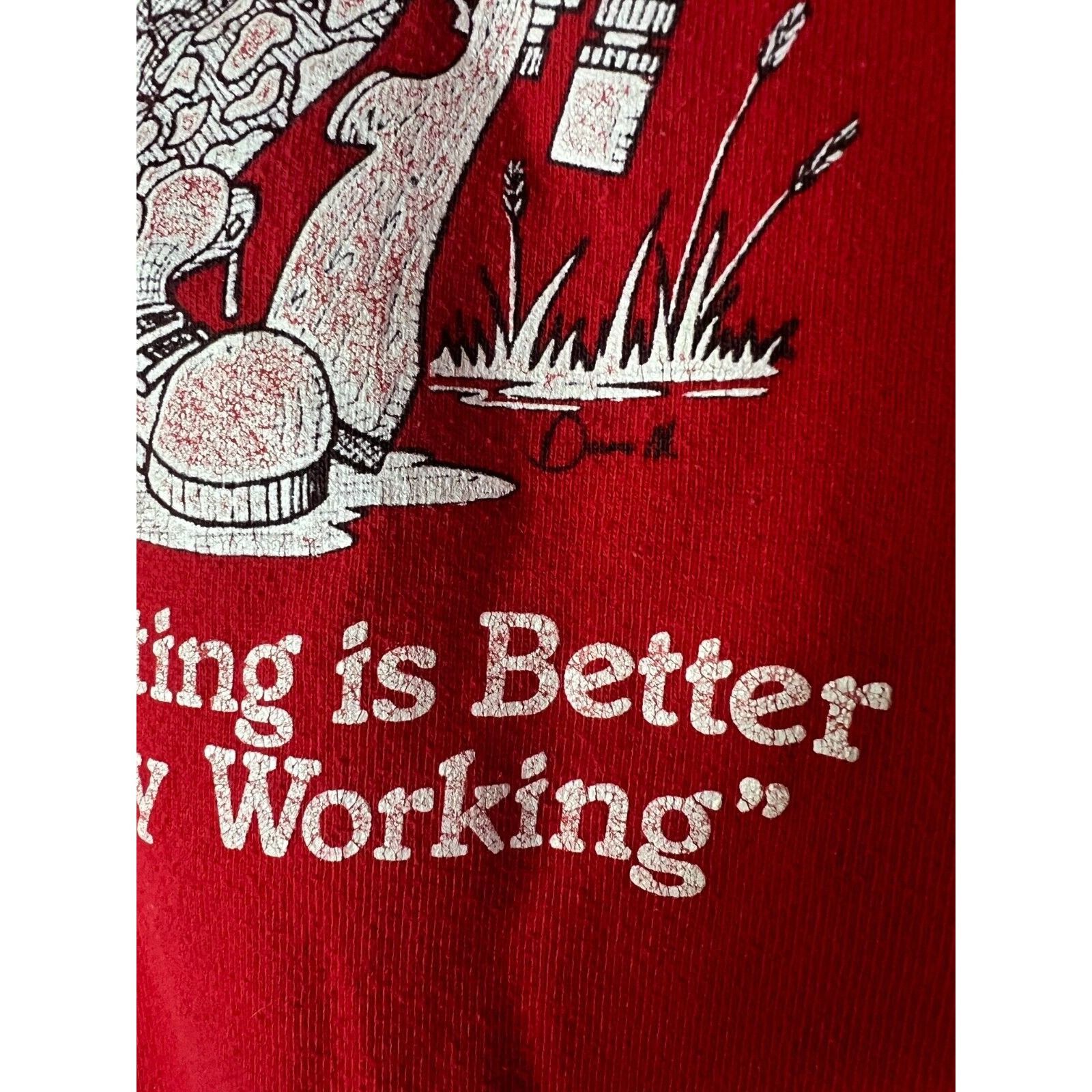 Jerzees Vintage 80's Jerzees Hunting Best Day Humor Tourist Red Swea Size US L / EU 52-54 / 3 - 4 Thumbnail
