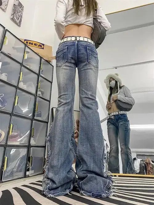 Japanese Brand × Jean Vintage Furred Edge Micro Flared Jeans Size 36" / US 14 / IT 50 - 3 Thumbnail