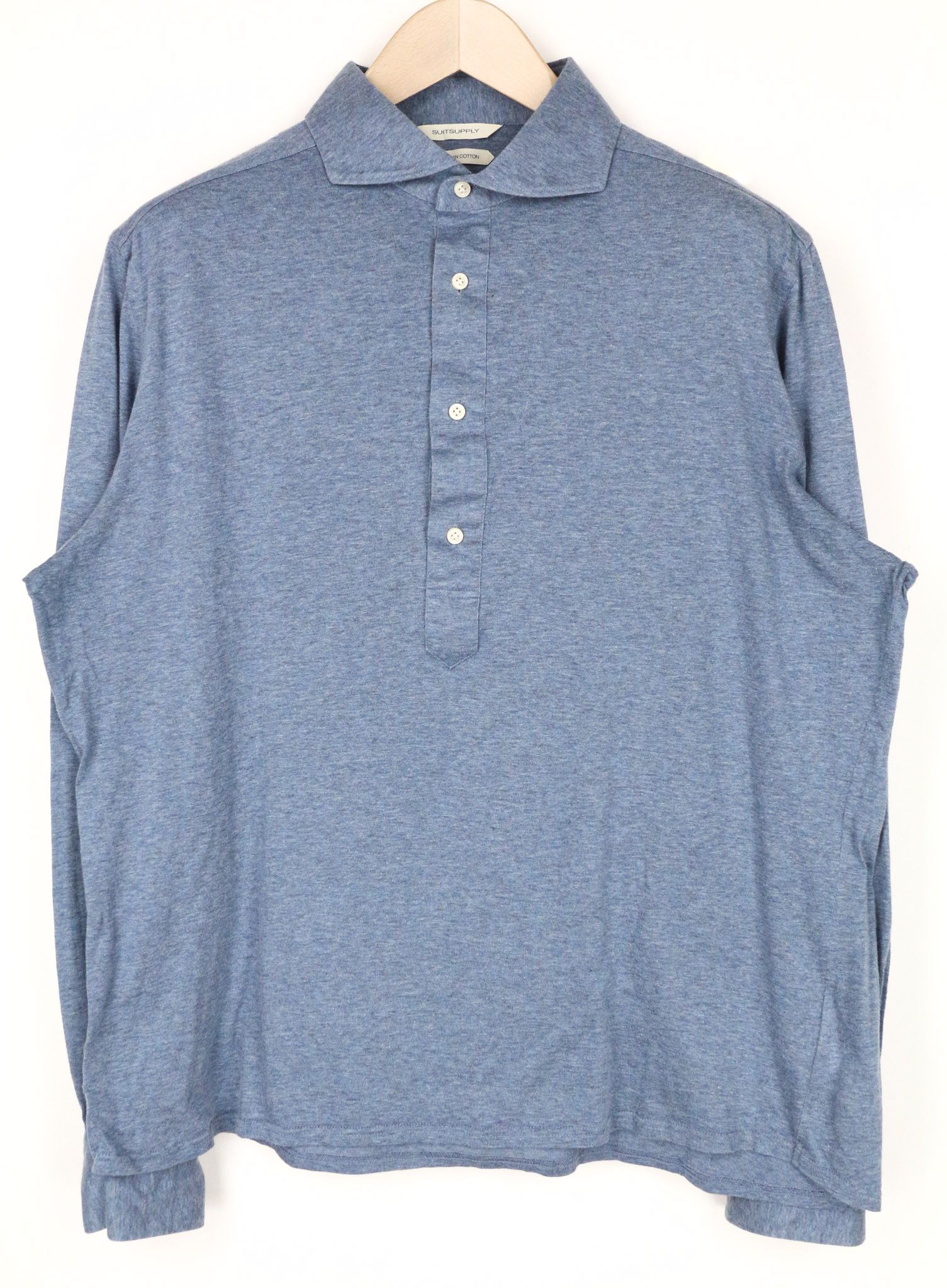 Suitsupply 43/17/44/17 1/2 Blue Extra Slim Cotton Polo Shirt 73487 Size US L / EU 52-54 / 3 - 1 Thumbnail