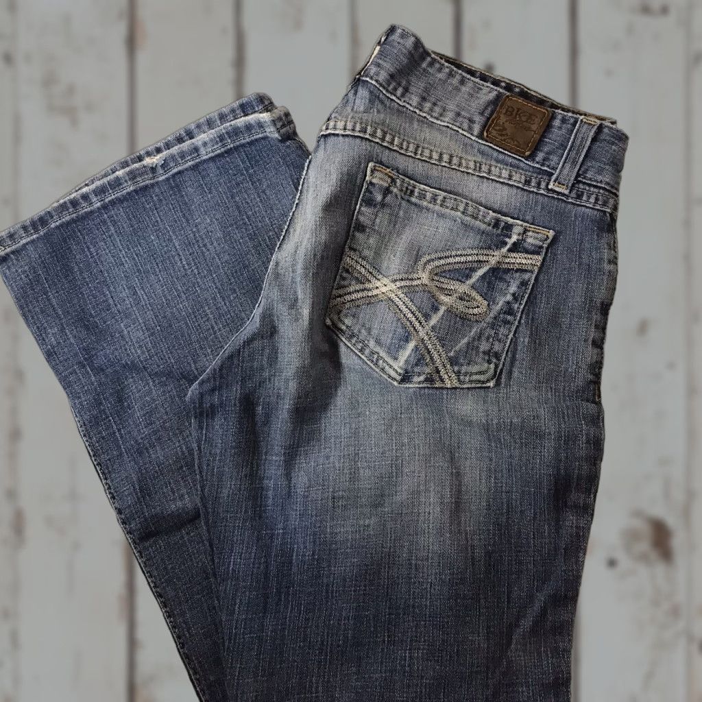 Vintage VINTAGE Buckle Women's Jeans Wide Leg Low Rise Cotton Spandex 90s Retro Dark Faded Wash Size 30 Size 30" / US 8 / IT 44 - 1 Thumbnail