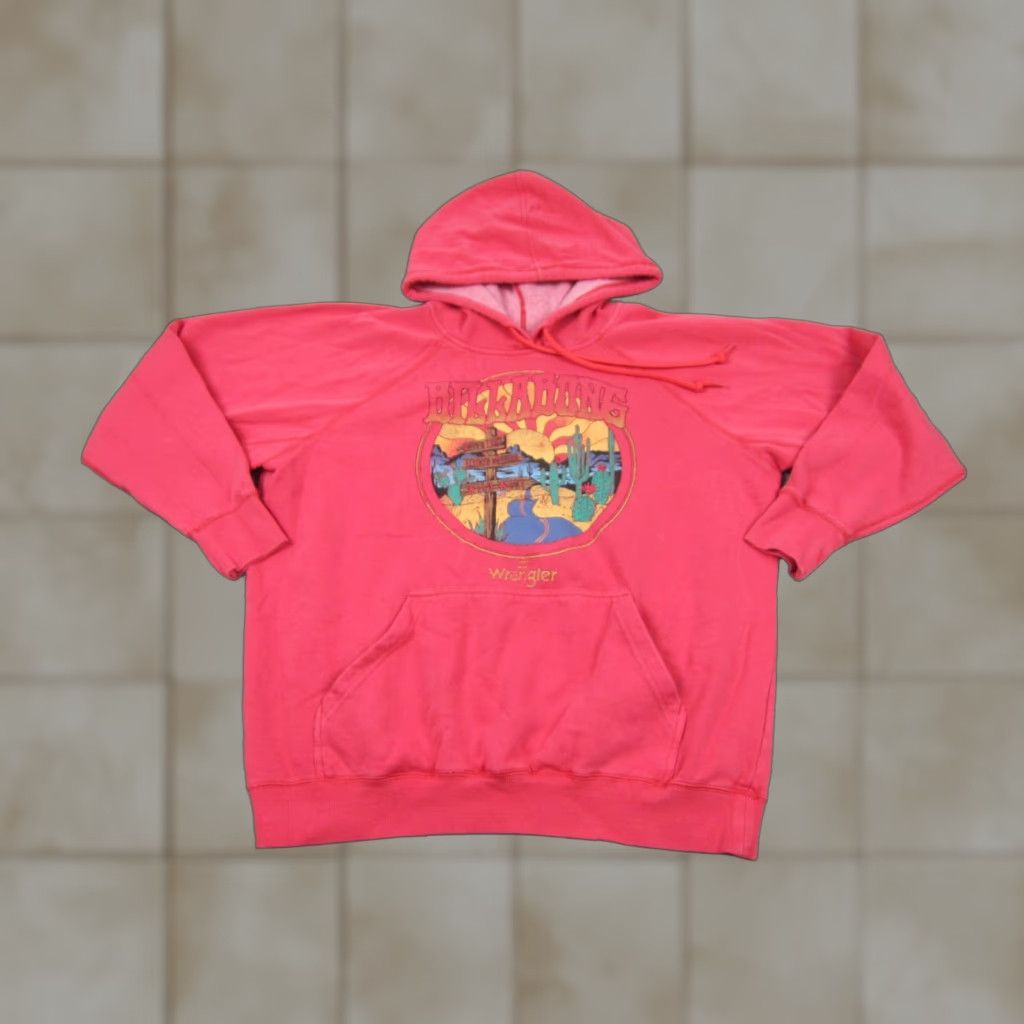 Billabong Billabong x Wrangler Hoodie Mens M Pink 90s Pullover Sweatshirt Hooded Graphic Print Pockets Regular Fit Shirt/Hoody Size US M / EU 48-50 / 2 - 1 Thumbnail