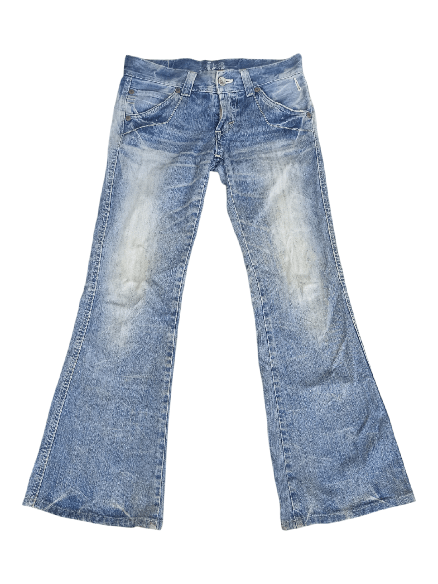 Edwin Edwin 503 Blue Trip Buckle Back Flare Jeans Size US 31 - 2 Thumbnail