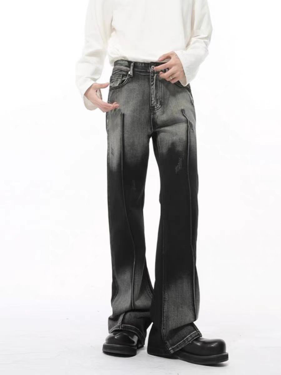 Japanese Brand × Jean Color blocking retro washed micro flared jeans Size US 32 / EU 48 - 1 Thumbnail