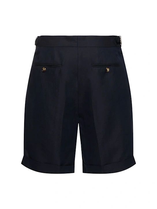 Brunello Cucinelli o1lsvrm0425 Pleated Cotton & Linen Shorts in Navy Size US 38 / EU 54 - 2 Thumbnail