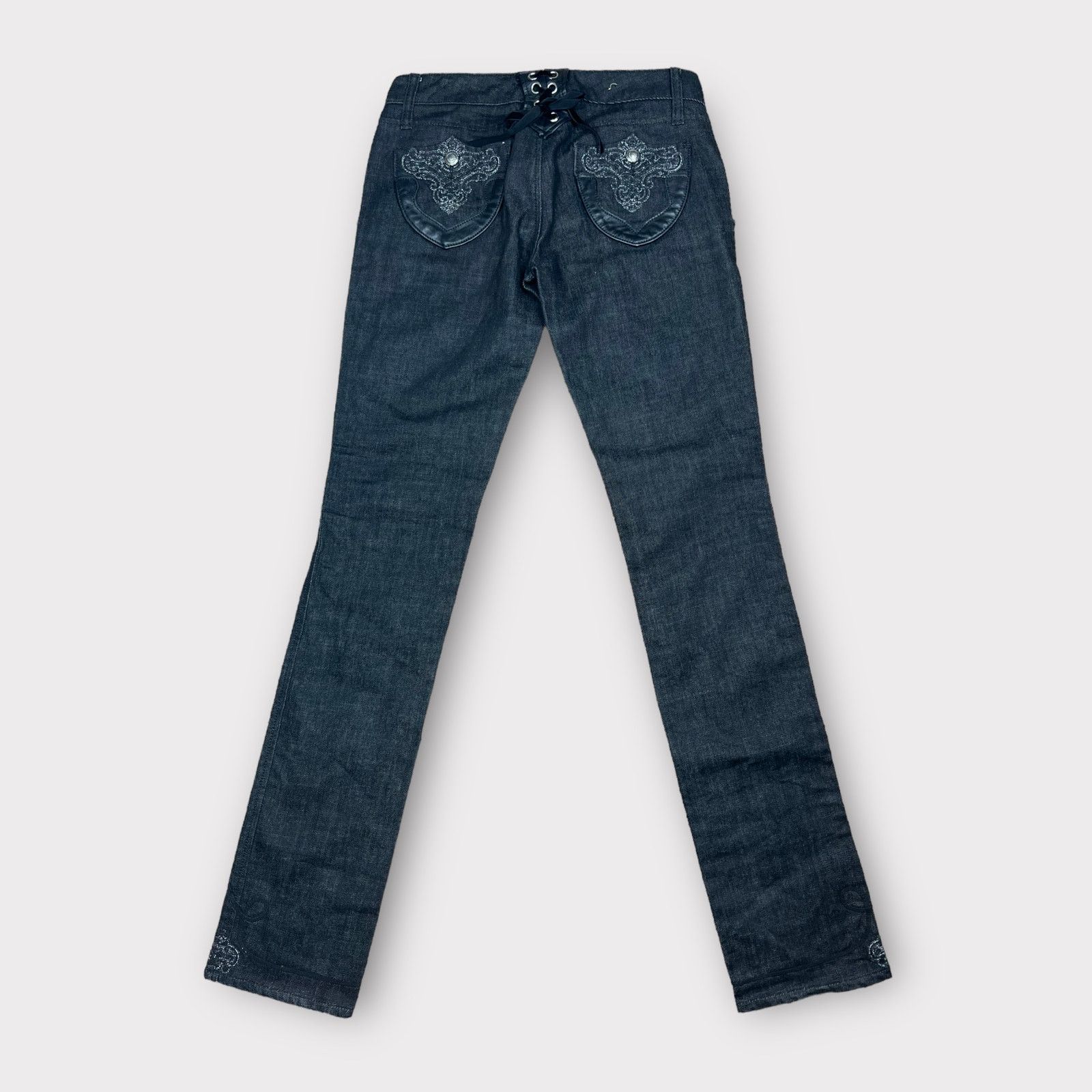 Express Express | Vintage Y2K Embellished Ultra Low Rise Jeans | 2 Size 26" / US 2 / IT 38 - 2 Thumbnail