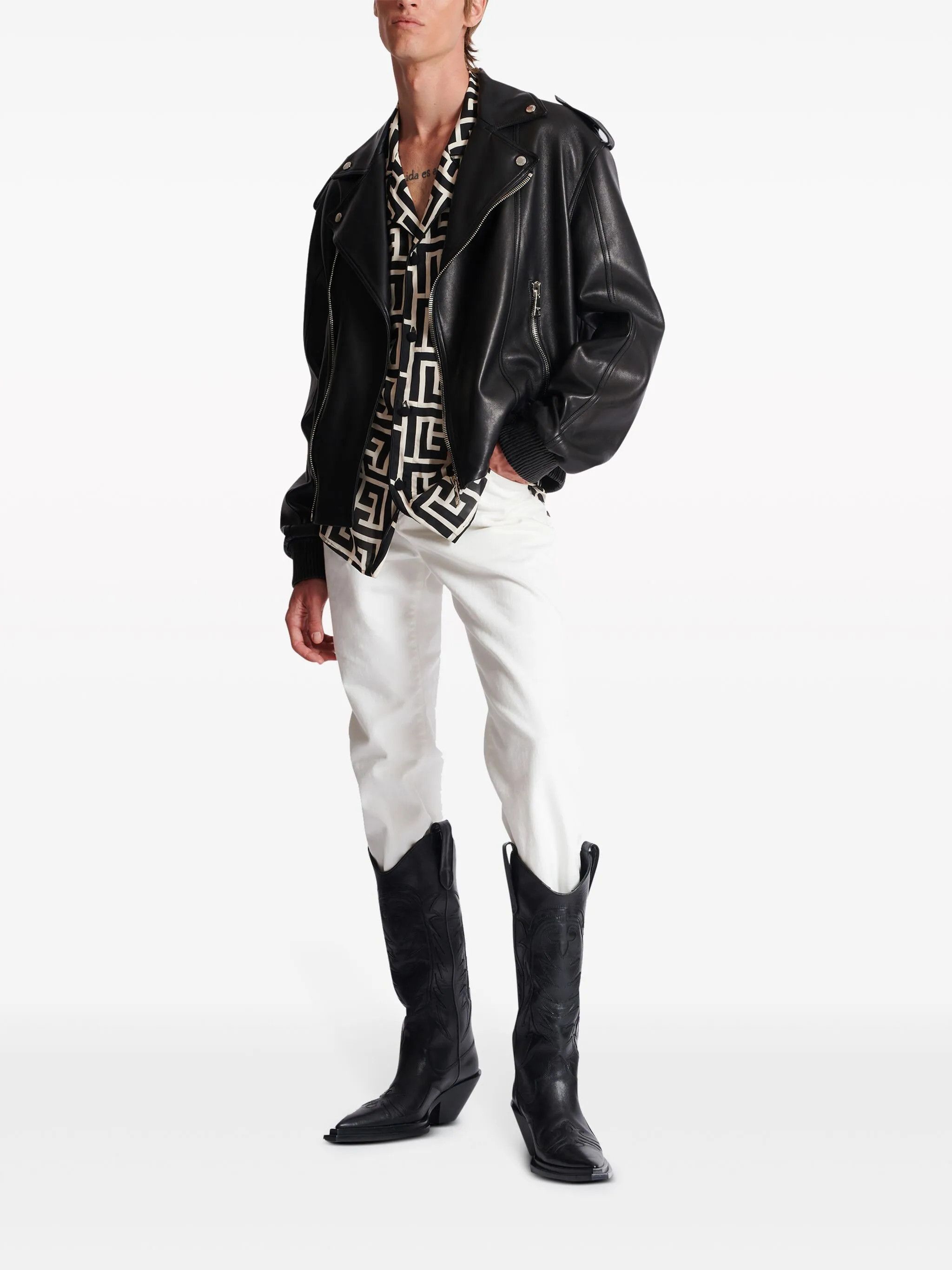 Balmain o1srvl11e1025 Leather Biker Jacket in Black Size US M / EU 48-50 / 2 - 2 Thumbnail