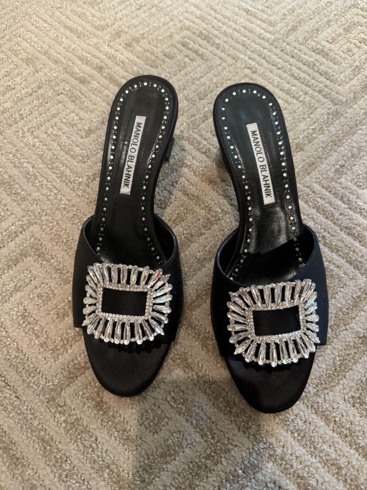 Manolo Blahnik mini heel with crystal buckle