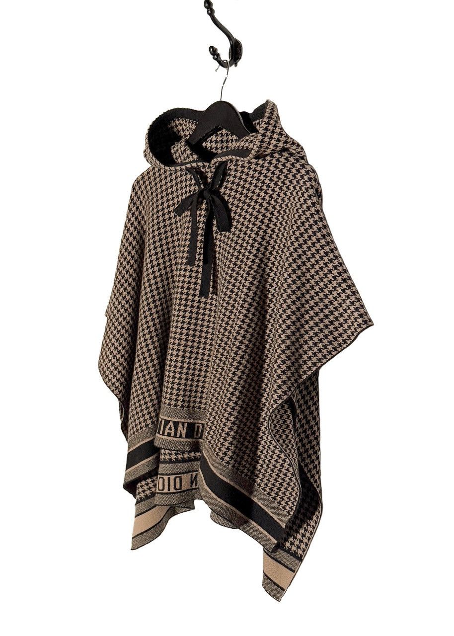 Dior Dior Houndstooth Logo Hooded Cashmere Poncho Sweater Size S / US 4 / IT 40 - 2 Thumbnail