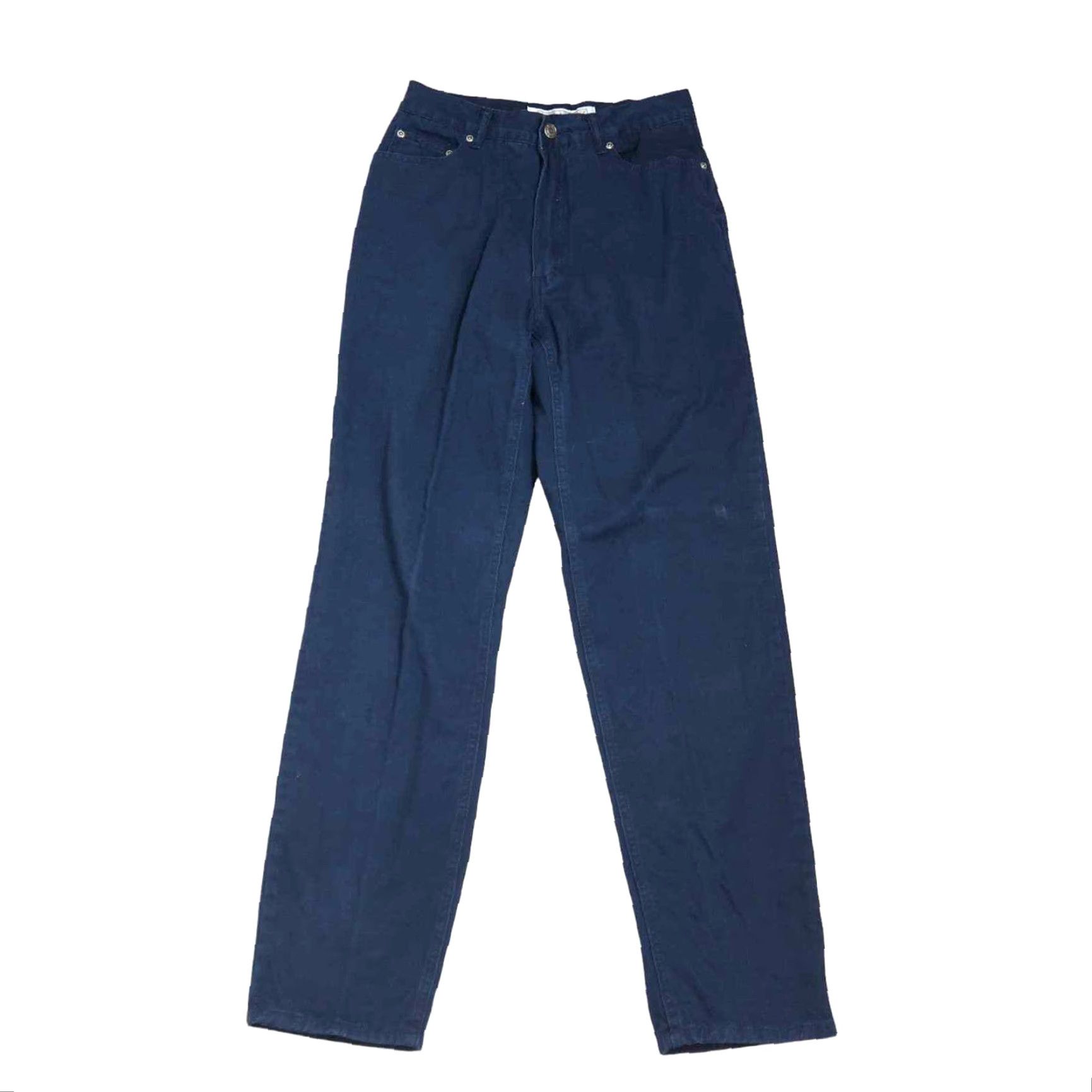 Vintage VINTAGE 90s navy blue high rise straight leg cotton pants 27" Women 7 Regular Inseam 30 Look Grunge Size 27" / US 4 / IT 40 - 2 Thumbnail