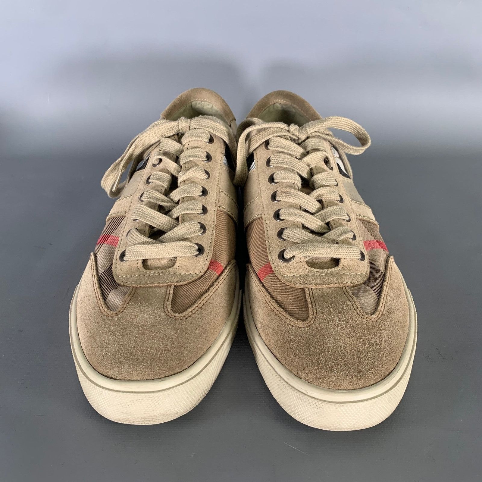 Burberry BURBERRY Size 10 Tan Brown Plaid Low Top Sneakers Size US 10 / EU 43 - 4 Thumbnail