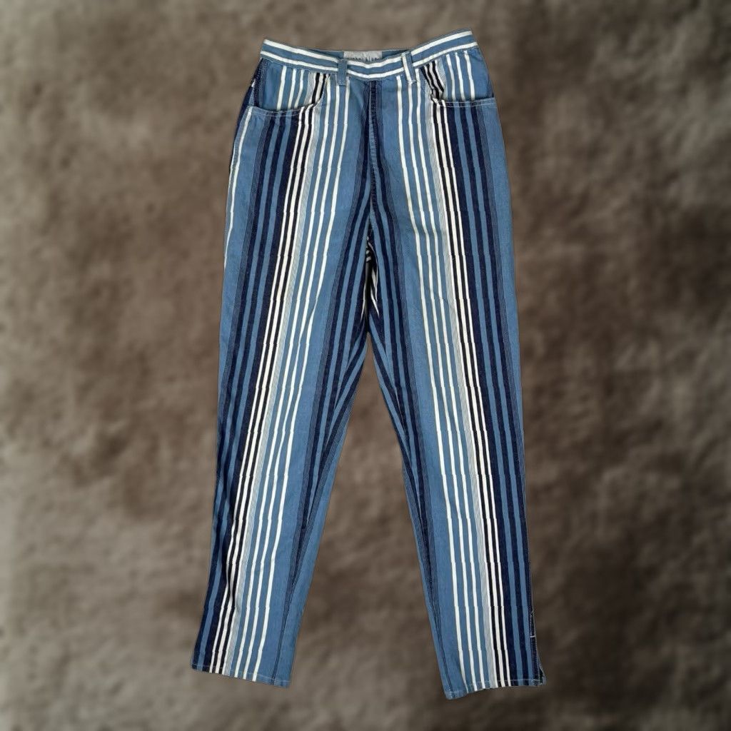 Anchor Blue VINTAGE Anchor Blue Women Jeans Striped 9 26in 30in Blue 90s Grunge Straight Size 30" / US 8 / IT 44 - 1 Thumbnail
