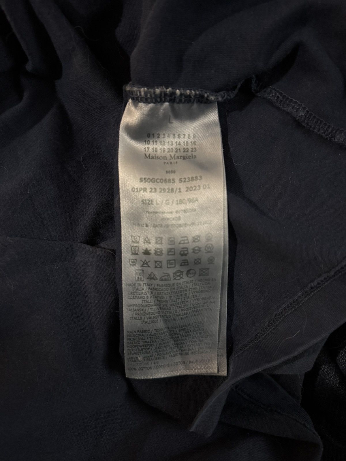 Maison Margiela Maison Margiela Blue Faded Logo Patched Cotton T-Shirt Size US L / EU 52-54 / 3 - 5 Thumbnail