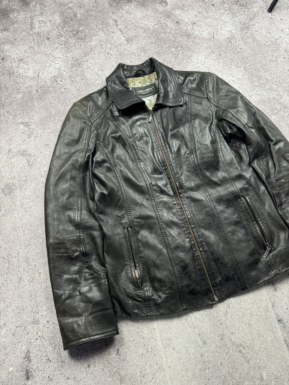 Japanese Brand FADED CROPPED AVANT GARDE LEATHER JACKET OWENS STYLE Y2K Size US S / EU 44-46 / 1 - 2 Thumbnail