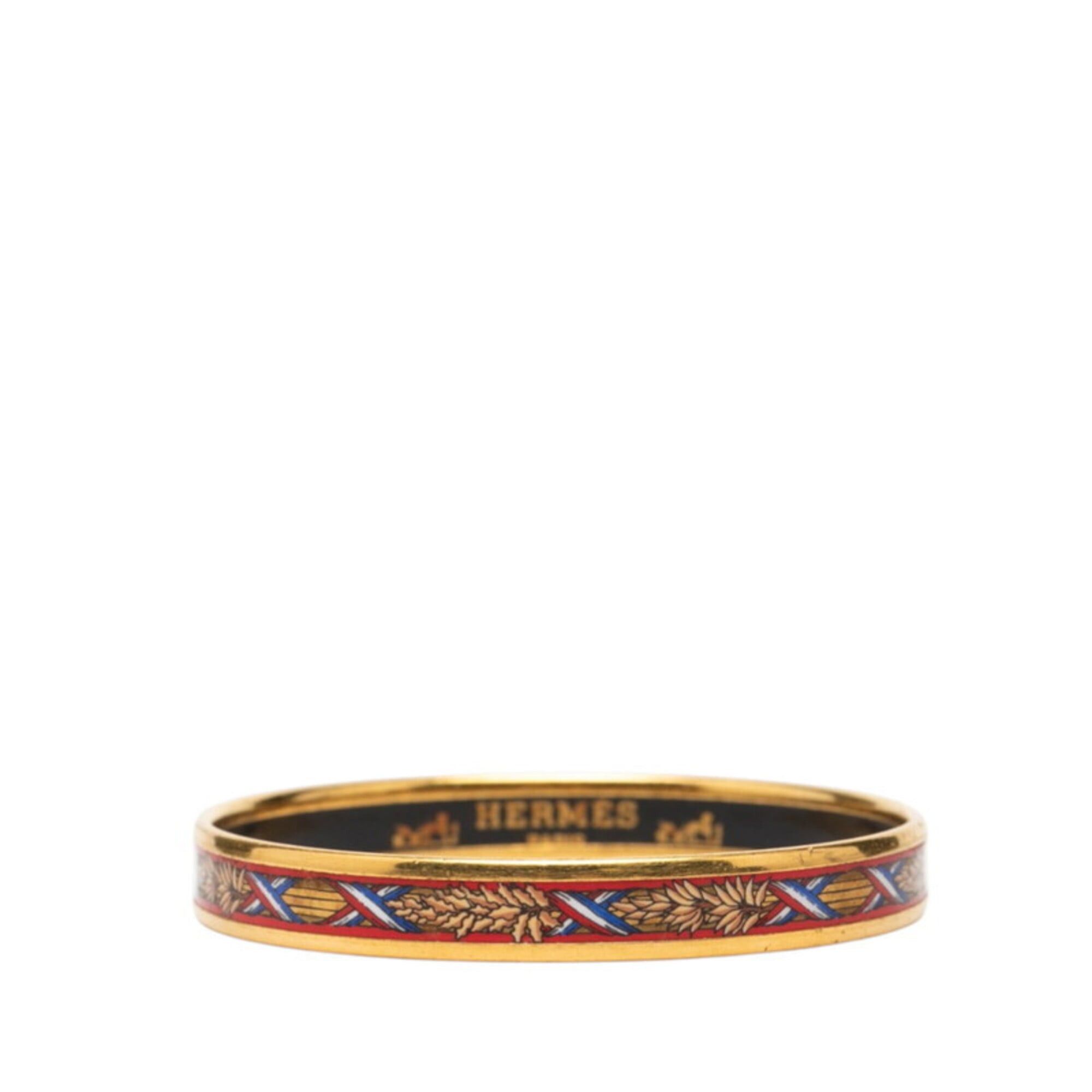 Hermes Hermes Email PM Cloisonné Bangle, Gold and Red Plated, Women's Size ONE SIZE - 1 Thumbnail