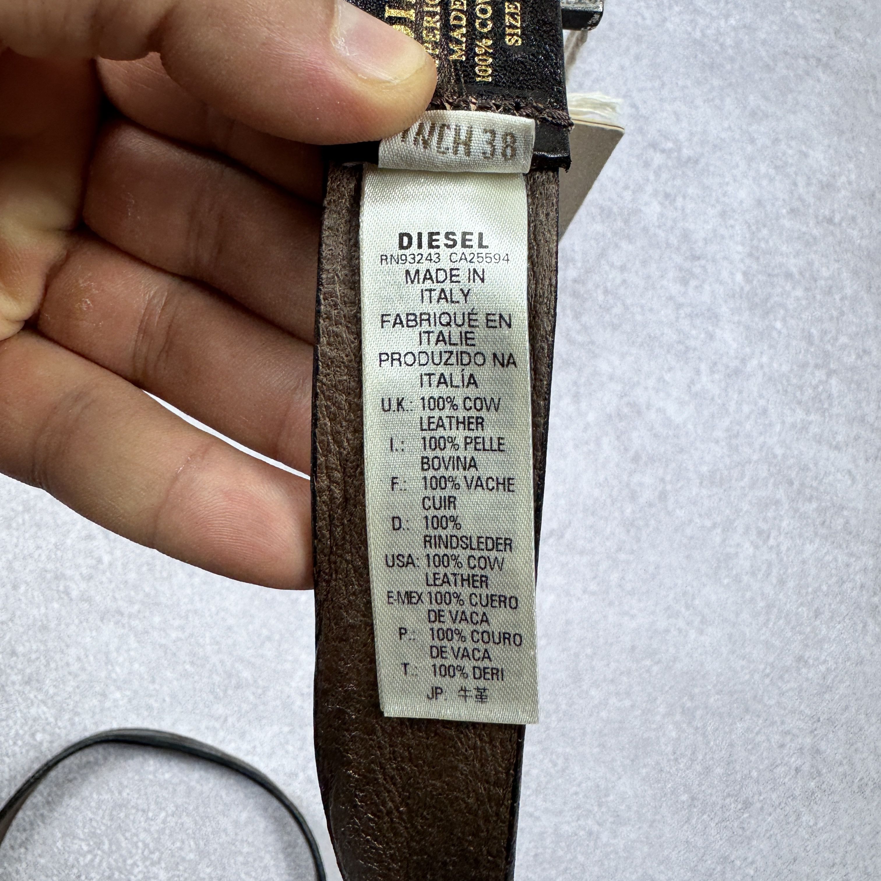 Diesel × Leather NEW DIESEL BINSIGNE GURTEL BROWN LEATHER BELT SIZE 95cm / 38 Size 38 - 7 Thumbnail