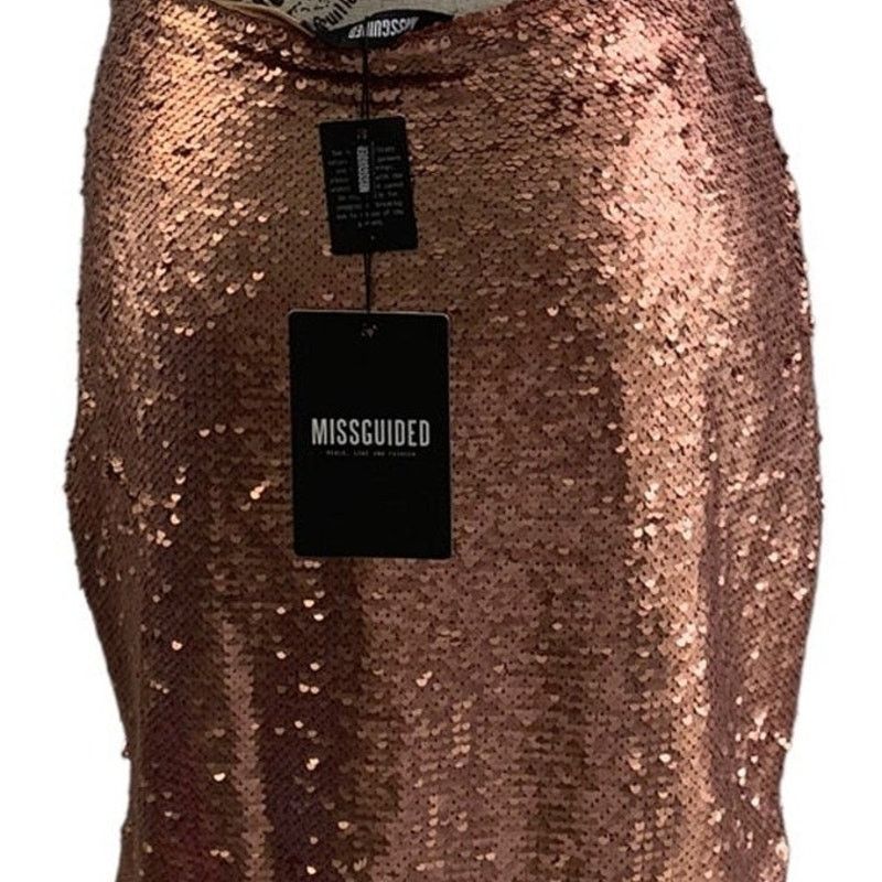 & Other Stories Y2K Sequin Bodycon Mini Skirt Women's Sz 6 Gold Side Zip NEW Size 28" / US 6 / IT 42 - 6 Thumbnail