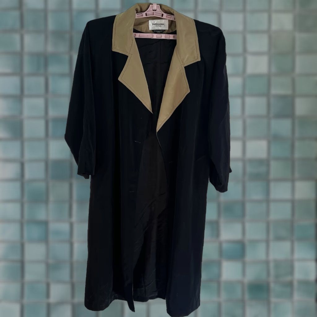 Vintage VINTAGE Bellissima Trench Coat Women M Black Lightweight Long Jacket Coat Formal Knit Polyester Canada Made in CN Size M / US 6-8 / IT 42-44 - 1 Thumbnail