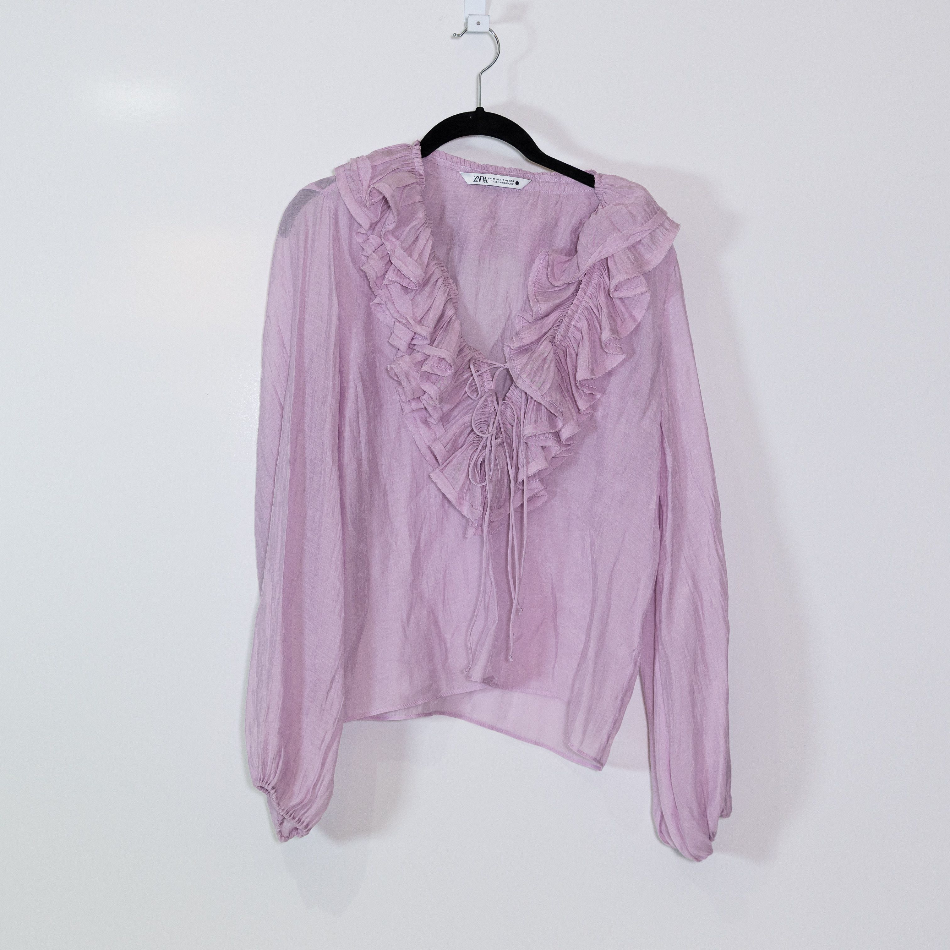 Zara Zara Women's V Neck Flirty Ruffle Collar Long Size M / US 6-8 / IT 42-44 - 1 Thumbnail