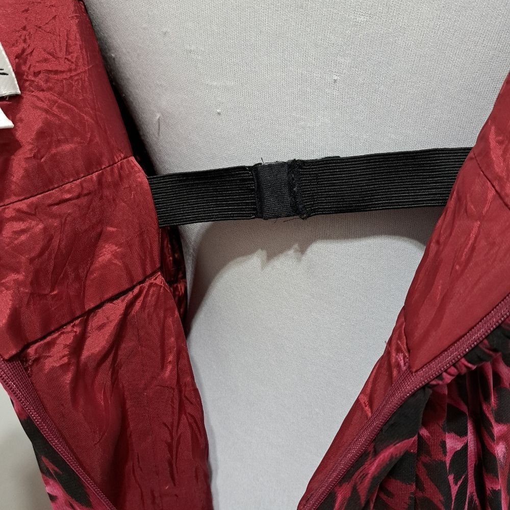Oleg Cassini Oleg Cassini Floral Print Chiffon Knee Length Burgundy/Black Size XL / US 12-14 / IT 48-50 - 7 Thumbnail