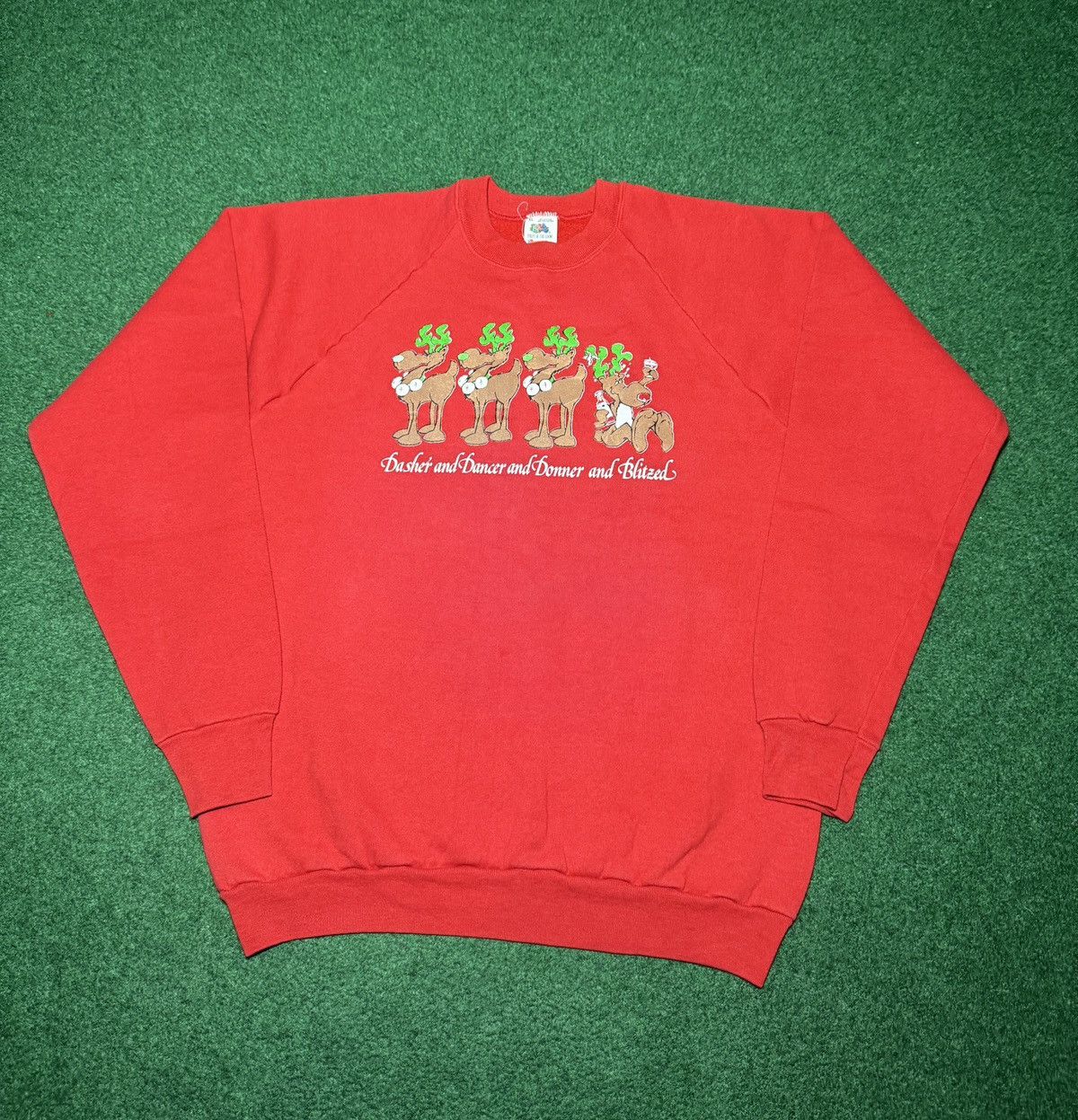 Vintage Vtg 90s Santa’s Reindeer Blizted Funny Ugly XL Sweatshirt Size US XL / EU 56 / 4 - 1 Thumbnail